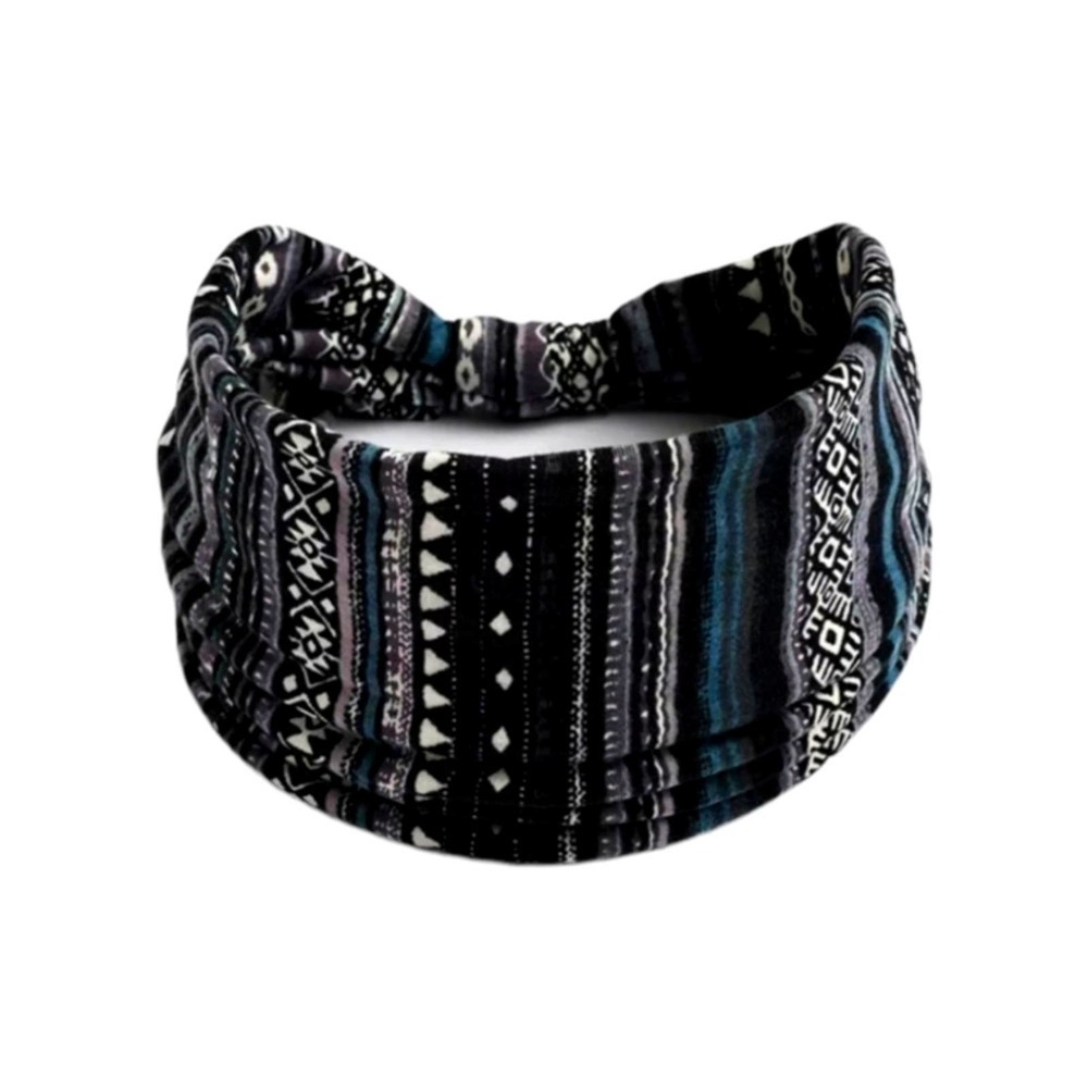 Tribal Black Aztec Headband Bohemian Boho Style Hair Sporty Yoga Band Multi